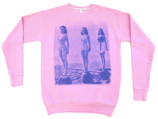 Women's Printed Crew Neck Sweatshirt - Made in Los Angeles - Soft Fleece Fabric
